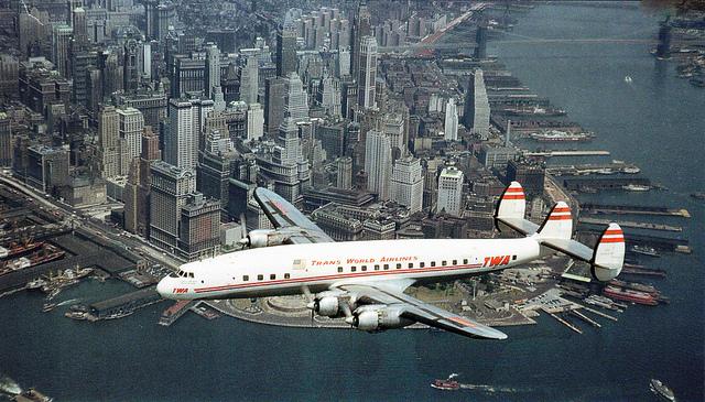 TWA Flight Over Lower Manhattan - 1953