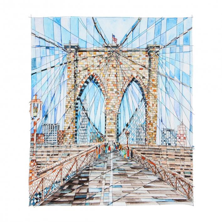 BROOKLYN BRIDGE | Watercolor Painting, New York