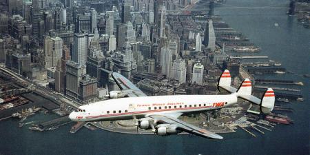 TWA Flight Over Lower Manhattan - 1953