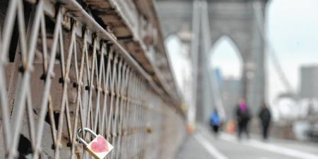 Love padlock on Brooklyn Bridge